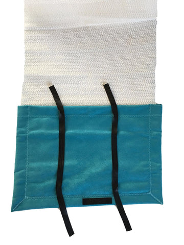 Blingzy® Jewelry Travel Roll - Faux Suede AQUA BELLA with  White Liner