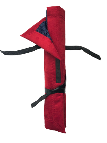 RED HOT LOVER Blingzy® Jewelry Travel Roll - faux suede RED HOT LOVER with NAVY Liner