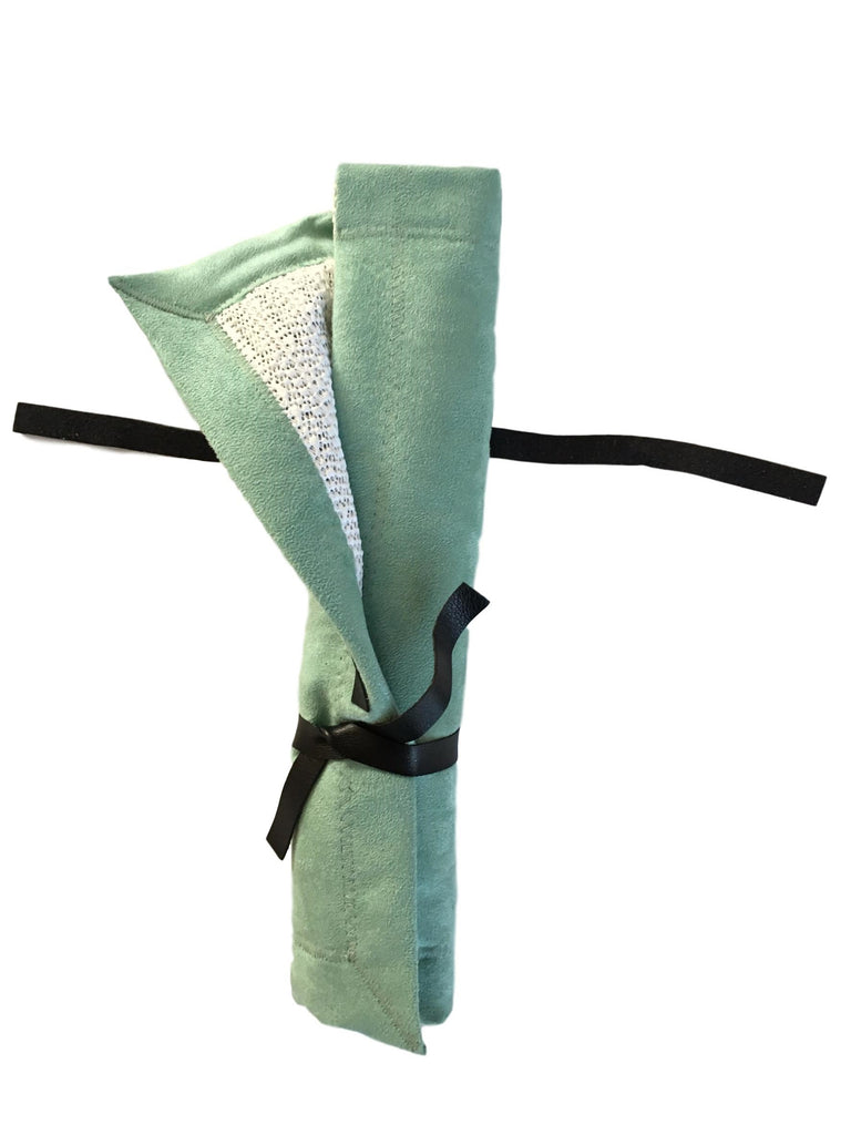 Blingzy® Jewelry Travel Roll - Faux Suede SEA FOAM with White Liner