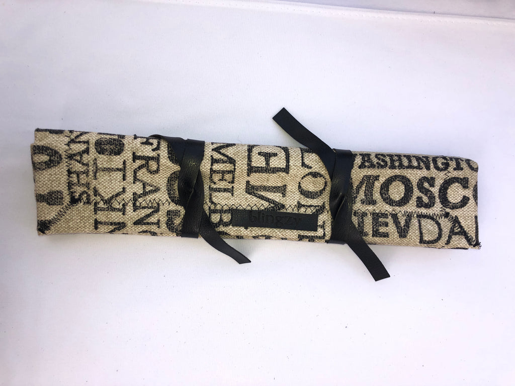 Blingzy® Jewelry Travel Roll - WORLD TRAVELER with Black Liner *NEW