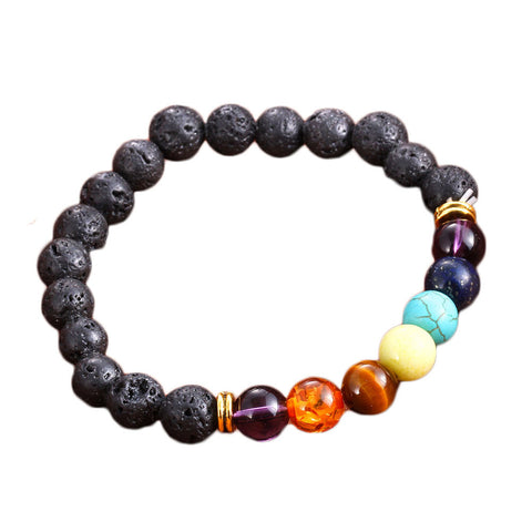 New Men Women Jewelry Gift Natural  Lava Stone Strand  Bracelet Colorful Beads Energy volcanic Rock Yoga bracelets